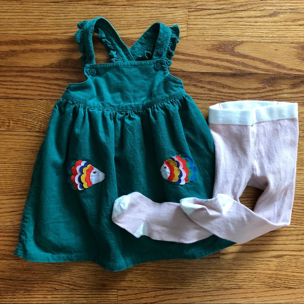 Baby Boden green corduroy dress 6-12 months